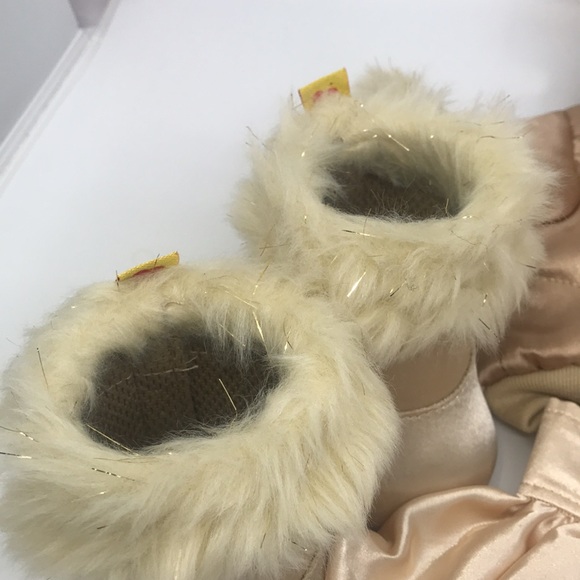 Build A Bear 3 Piece Outfit Tan Metallic Hoodie Snap On With Skirt And Boots - Picture 3 of 11